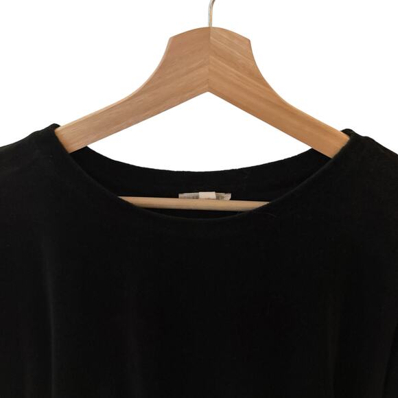 Eileen Fisher Women's Large Black Velour L/S Drop Shoulder Tunic Sweatshirt - Picture 6 of 10